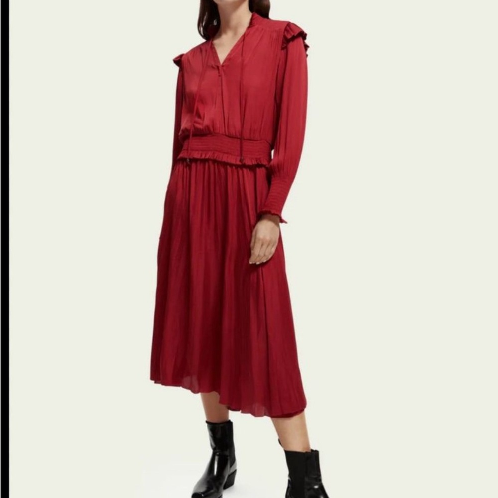 Scotch & Soda Satin Smocked Midi Dress Size XS/S